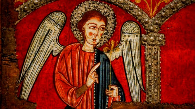 Ángel presente en el altar frontal de la Iglesia de Mosoll (España), la obra es del siglo XIII, que no tiene autor definido.