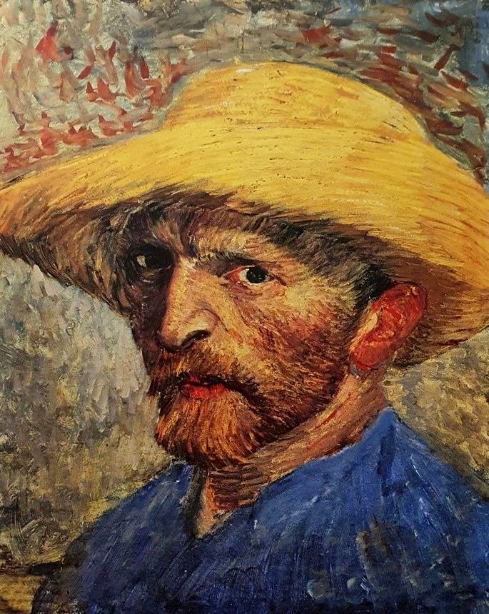 Autorretrato con sombrero de paja de Van Gogh