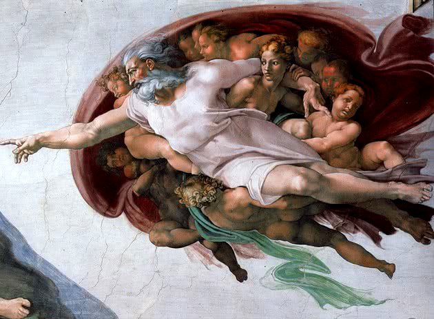 La creación de Adán representó a Dios.