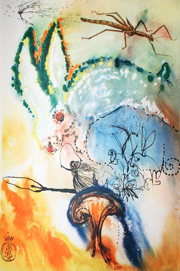 Pintura de Salvador Dalí, Por la madriguera del conejo (1969)