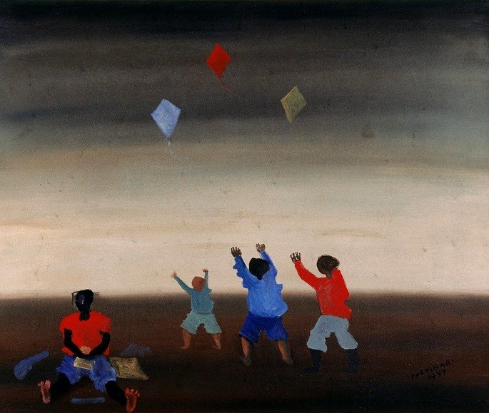 cuadro Muchachos volando una cometa de Candido Portinari