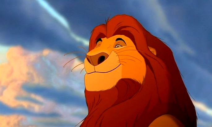 Mufasa mirando al cielo.