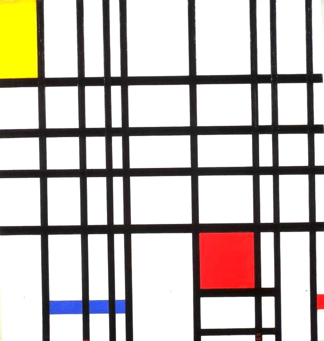 Composición con amarillo, azul y rojo.