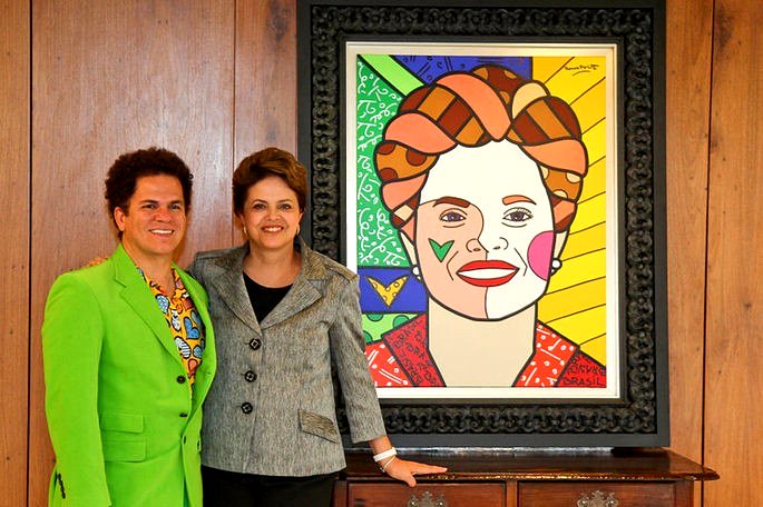 Romero Britto y Dilma Rousseff