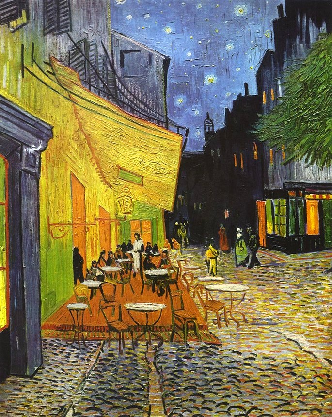Terraza de café por la noche