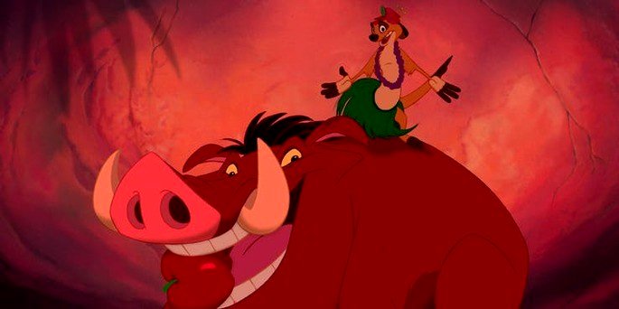 Timón y Pumba bailan hula